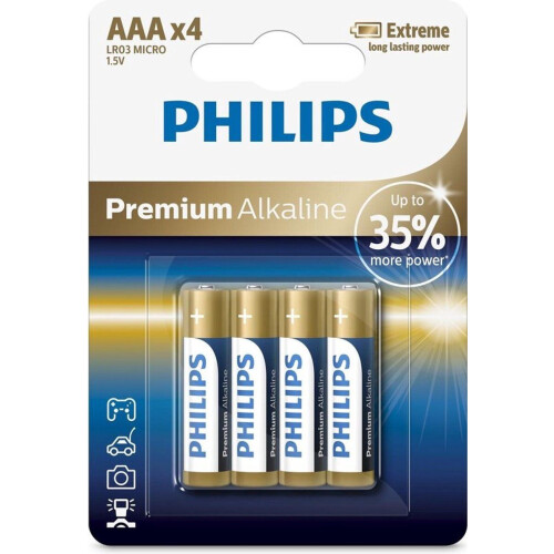 Philips LR03M4B/10 - AA Alkaline Batterijen - Lange levensduur - 4 stuks Tweedehands