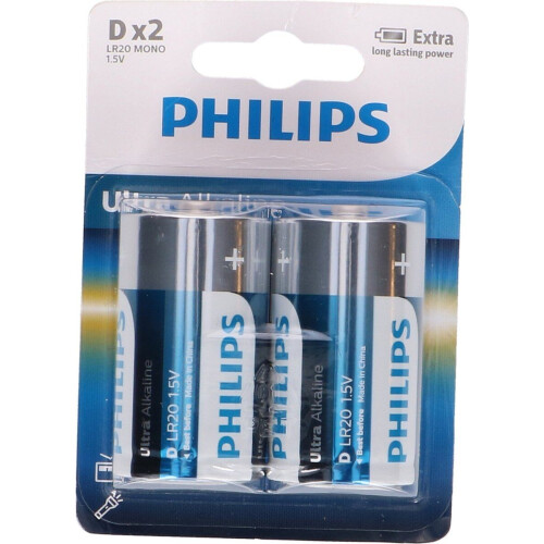Philips LR20E2B - D Batterijen - Alkaline - 2 stuks (2 stuks) Tweedehands