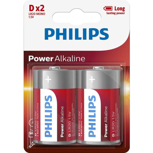 Philips LR20P2B - D Batterijen - Alkaline - 1.5 V (2 stuks) Tweedehands