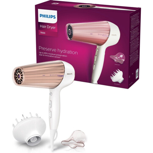 Philips Moisture Protect HP8280/00 - Föhn met diffuser - Infraroodtechnologie - Wit/Roze