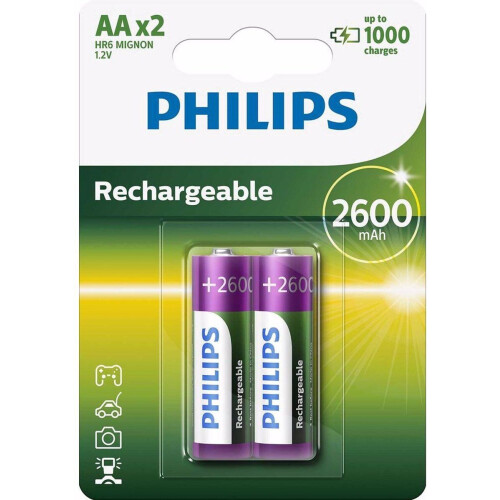 Philips R6B2A260/10 - AA Batterij - 2600 mAh NiMH - (2 stuks)