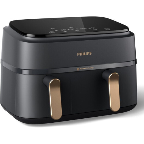 Philips Rapid Air Serie 3000 NA352/00 - Airfryer - Dubbele Mand 9 Liter - Houtskoolgrijs