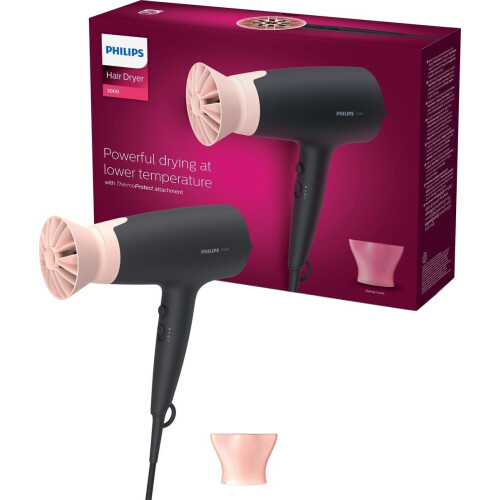 Philips Series 3000 - Föhn BHD350/10 - 2100 W - ThermoProtect - Zwart/Roze Tweedehands