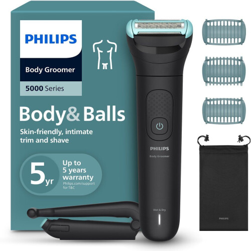 Philips Series 5000 - Bodygroomer - 3 trimkammen en rughulpstuk - Zwart
