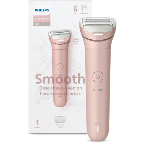 Philips Series 8000 - Ladyshave - Glad scheren met LED-lampje en 3-messen systeem - Roze
