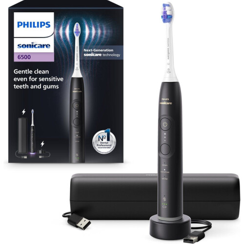 Philips Sonicare 6500 HX7411/02 - Elektrische Tandenborstel - Sensitive-opzetborstel - Zwart Tweedehands