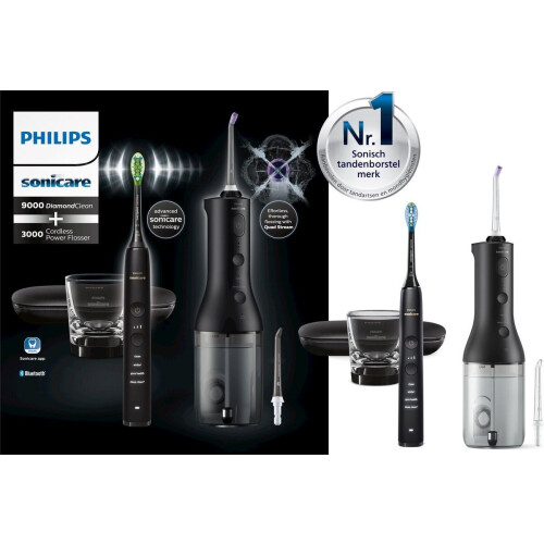 Philips Sonicare DiamondClean 9000 - Elektrische tandenborstel met Waterflosser - C3 Premium Plaque Defence - Zwart