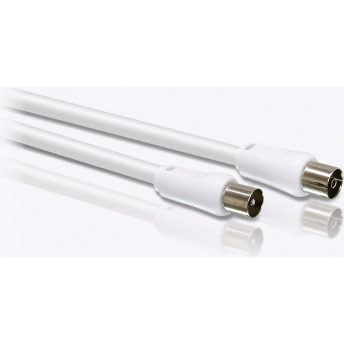 Philips SWV2516W - Coaxkabel 1,5m - Vernikkelde aansluiting en koperen conductor - Wit Tweedehands
