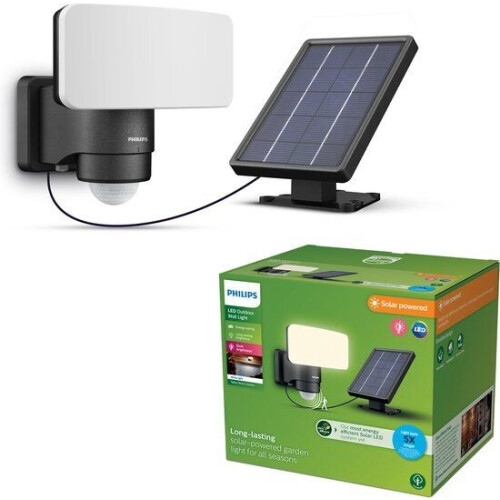 Philips Tylus - Solar buitenlamp - Bewegingssensor - Helder warm licht 3000K - Zwart