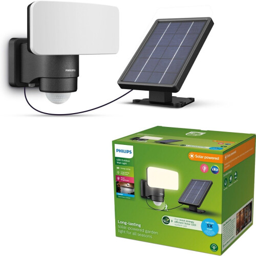 Philips Tylus - Solar buitenlamp - Bewegingssensor - Koel wit licht 5000K - Zwart Tweedehands