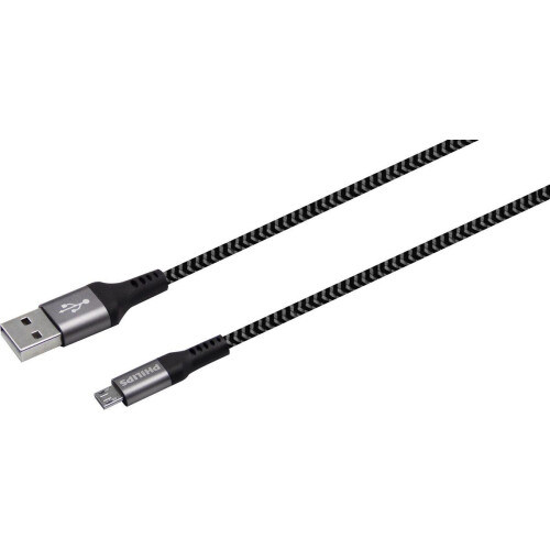 Philips USB Kabel 2.0 - DLC5204U/00 - USB-A - Micro USB - Lengte: 1,2 Meter - Nylon - Zwart Tweedehands