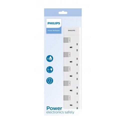 PHILIPS Verlengsnoer 5-voudig - 3 Meter - UK 230V - Wit Tweedehands