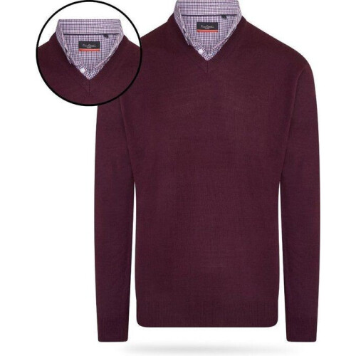 Pierre Cardin Mock Pullover - Heren Pullover - Cashmere en elastaan - Bordeaux Tweedehands