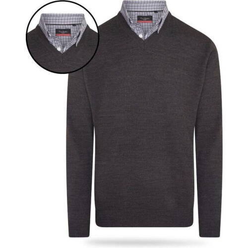 Pierre Cardin Mock Pullover - Heren Sweater - Antraciet Grijs - Maat S Tweedehands