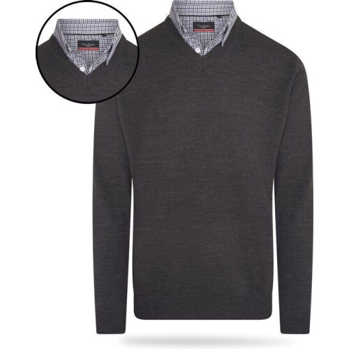 Pierre Cardin - Mock Pullover - Herenpullover - Kasjmier en elastaan - Antraciet grijs - Maat L Tweedehands