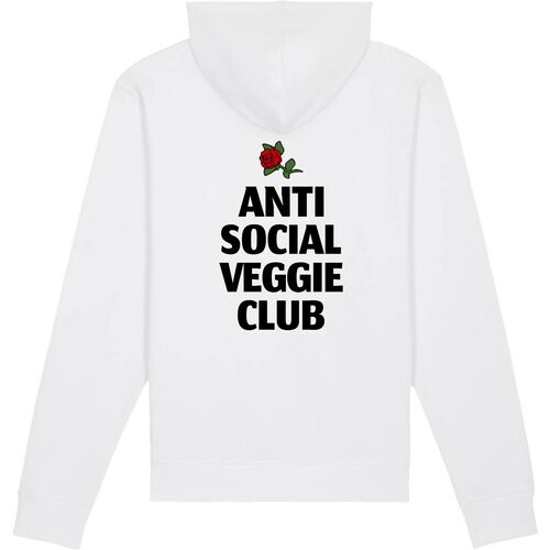 Plant Faced Clothing dames vegan Hoodie Anti Social Veggie Club Wit Tweedehands