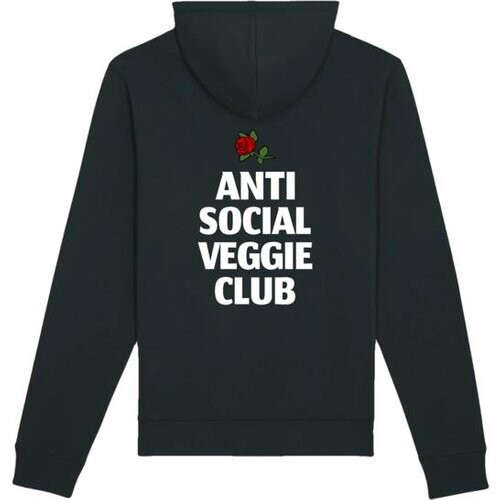 Plant Faced Clothing dames vegan Hoodie Anti Social Veggie Club Zwart Tweedehands