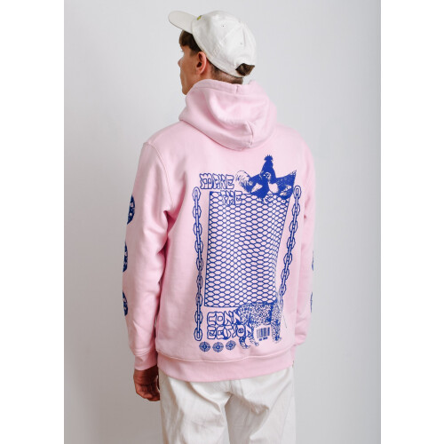 Plant Faced Clothing mannen vegan Make The Connection Hoodie - Roze X Blauw Tweedehands