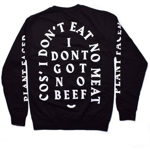 Plant Faced Clothing mannen vegan No Beef Sweater Unisex Tweedehands
