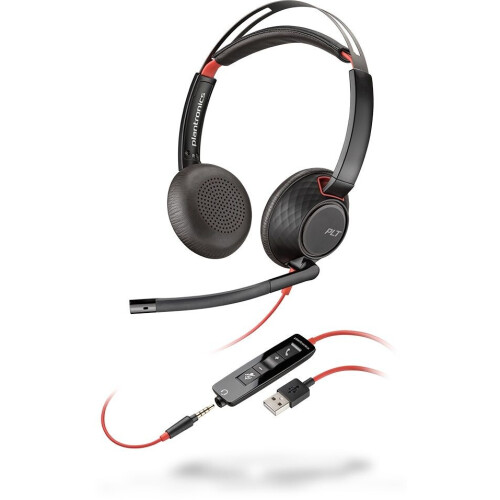 Plantronics Blackwire C5220 - Telefoonheadset - Noise Cancelling - Zwart/Rood Tweedehands