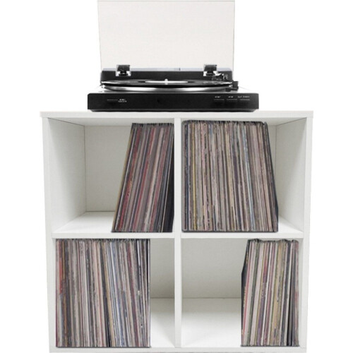 Platen vinyl lp opbergkast - opbergen lp vinyl platen - boekenkast - 4 vakken - wit