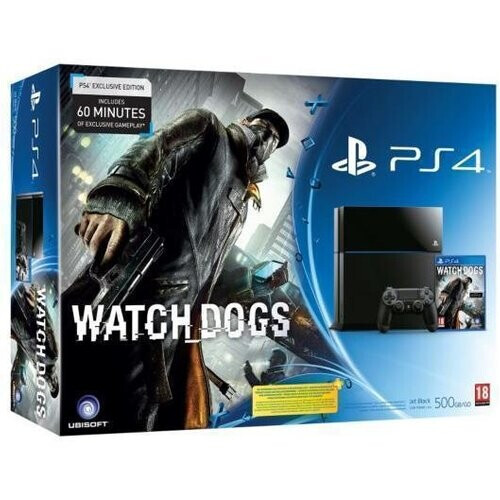 Refurbished PlayStation 4 500GB - Zwart + Watch Dogs Tweedehands