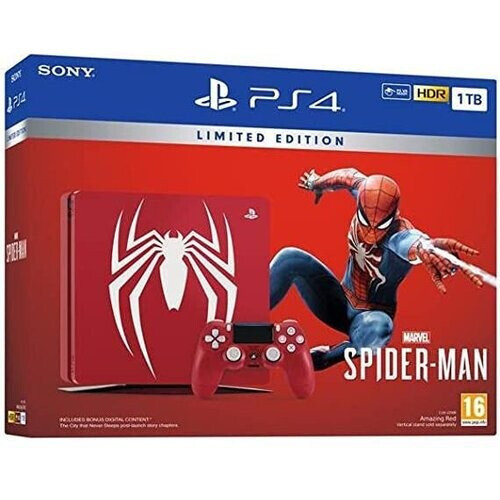 Refurbished PlayStation 4 Slim 1000GB - Rood - Limited edition Marvel’s Spider-Man + Marvel’s Spider-Man Tweedehands