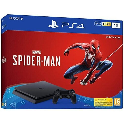 Refurbished PlayStation 4 Slim 1000GB - Zwart + Marvel's Spider-Man Tweedehands