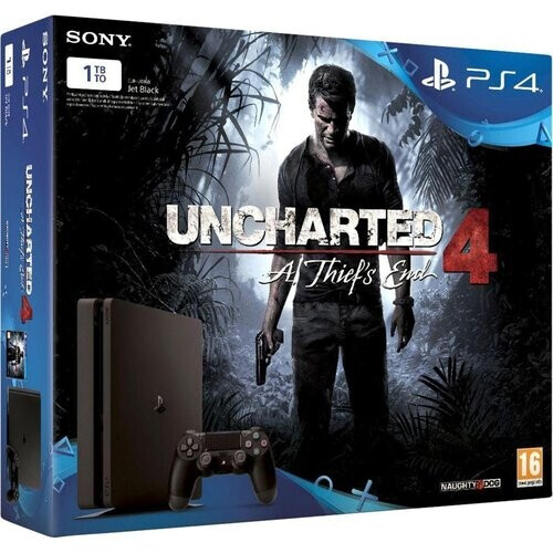 PlayStation 4 Slim 1000GB - Zwart + Uncharted 4 Tweedehands