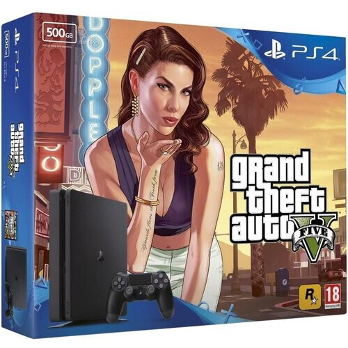 PlayStation 4 Slim 500GB - Jet black + Grand Theft Auto V Tweedehands