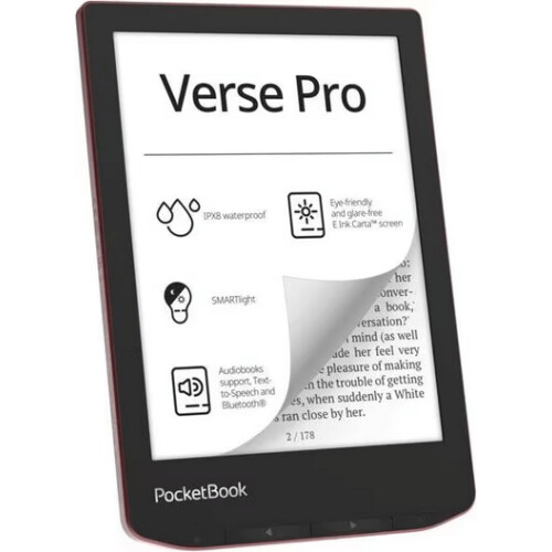 PocketBook Verse Pro - eReader - Bluetooth Text-to-Speech IPX8 - Passion Red Tweedehands