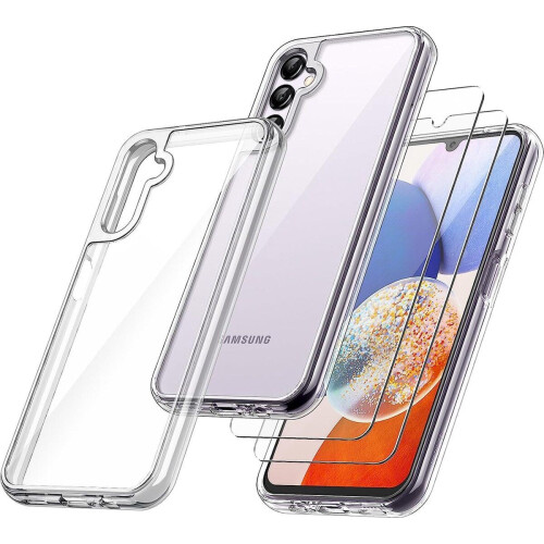 Podec Samsung Galaxy A14 5G - Telefoonhoesje - Anti-Shock Case met 2x Screenprotector (2 stuks)
