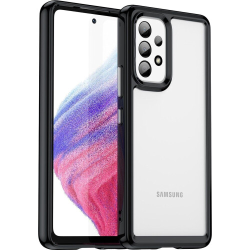 Podec Samsung Galaxy A53 - Telefoonhoesje - Anti-Shock Case Cover met 2x Screenprotector - Zwart Transparant (2 stuks)