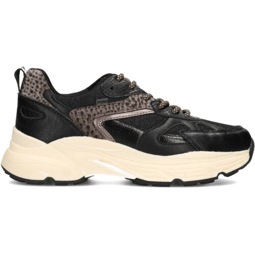 POSH by Poelman AYOKI - Dames sneakers - Chunky zool 4 cm - Zwart met grijs