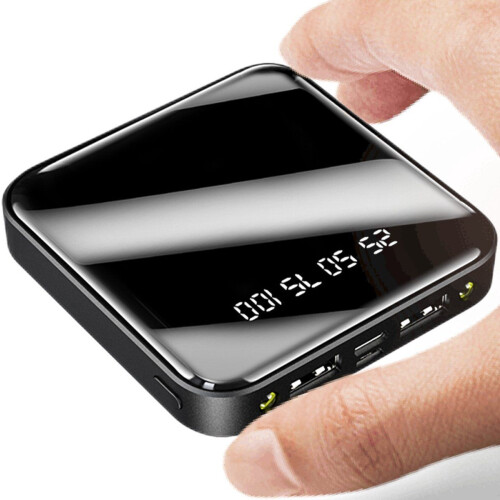 Powerbank 20000 mAh - Mini powerbank - 2 USB-A poorten - LED display - Zaklamp