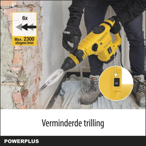 Powerplus POWX1190 - Breekhamer - 1600W 25 joule SDS Max - Variabele snelheid - Trilling reductie - Incl. gereedschapskoffer en 2 beitels Tweedehands