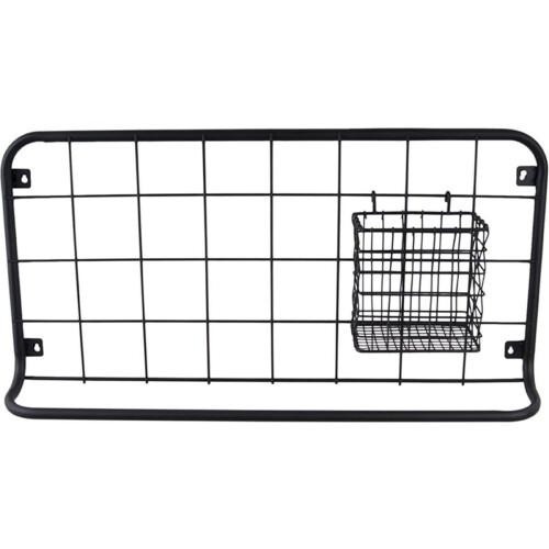Present Time Open Grid - Keukenrek met mand en haken - Mat Zwart - 60x30x5cm Tweedehands