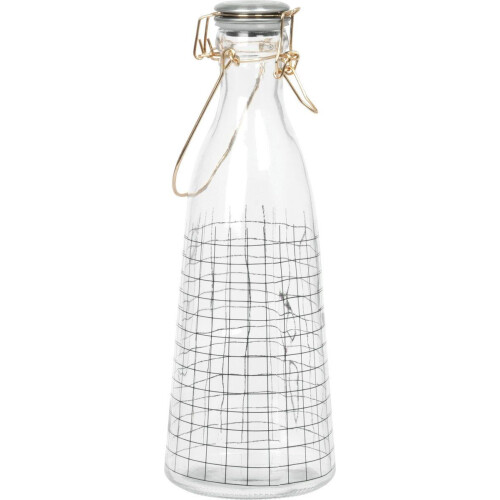 Present Time - Waterfles Squares patroon - Glas - 29cm - 10cm