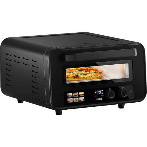 Princess 112780 Pizza Oven Pro Max - Elektrische Pizzaoven 2100W 15L 400°C - Inclusief Natuurstenen Pizzasteen - Zwart