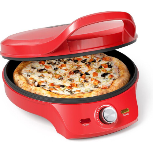 Princess 115007 - Pizzaoven - Regelbare thermostaat tot 220°C - Rood - Ø 30cm - ook als tafelgrill te gebruiken