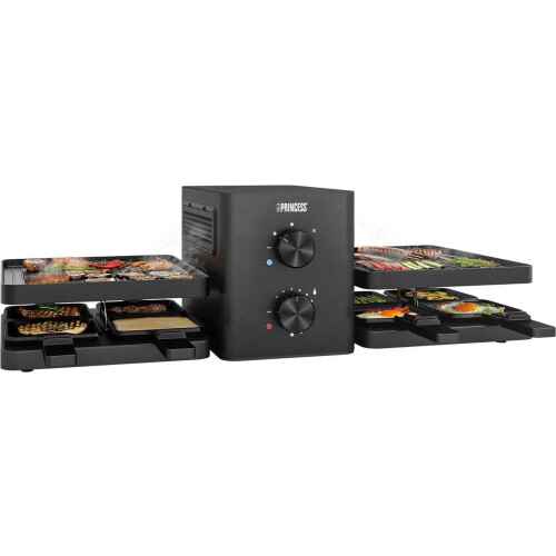 Princess 162660 - Raclette Purify - 8 personen - Ingebouwde afzuiging - 1500 W - Zwart