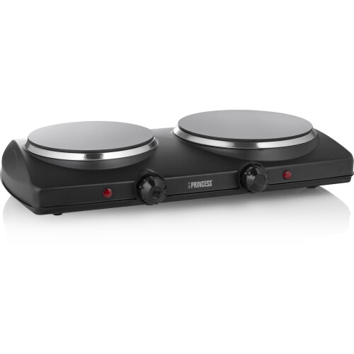 Princess 303021 - Dubbele keramische kookplaat - 2 pitten 800 + 1200 watt - Zwart Tweedehands