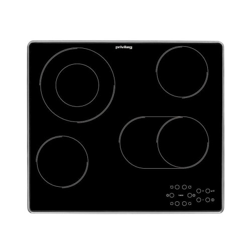 Privileg PCTAC 6042 IN - Inbouw Keramische Kookplaat 60cm - 4 SprintStar-kookzones met Timer - RVS