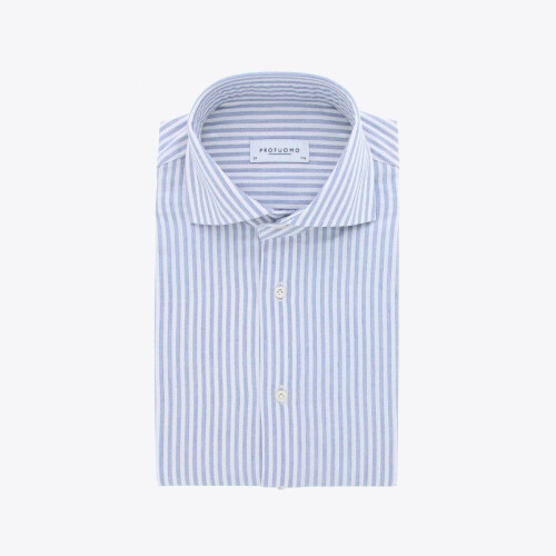 PROFUOMO - Overhemd - Slim fit - Blauw gestreept - Maat 27/31 Tweedehands