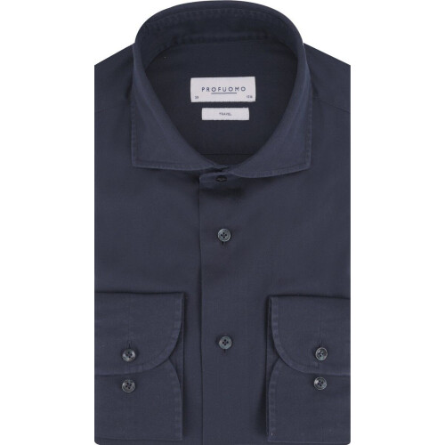 Profuomo Travel Overhemd - Lange Mouwen - Stretch - Blauw Tweedehands
