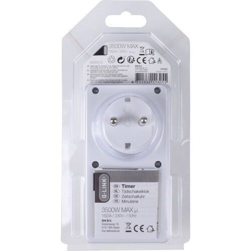 PROmax Q-link - Tijdschakelklok analoog - Spatwaterdicht max 16A (3680W) - Blauw Tweedehands