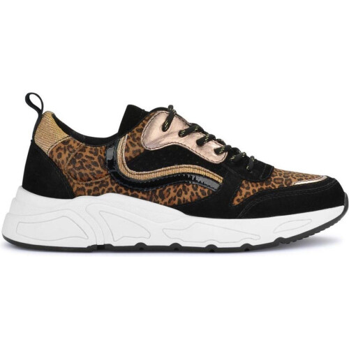 PS Poelman Carocel - Dames Sneakers - Suède met Luipaard Print en Metallic - Zwart Multi - Maat 40 Tweedehands
