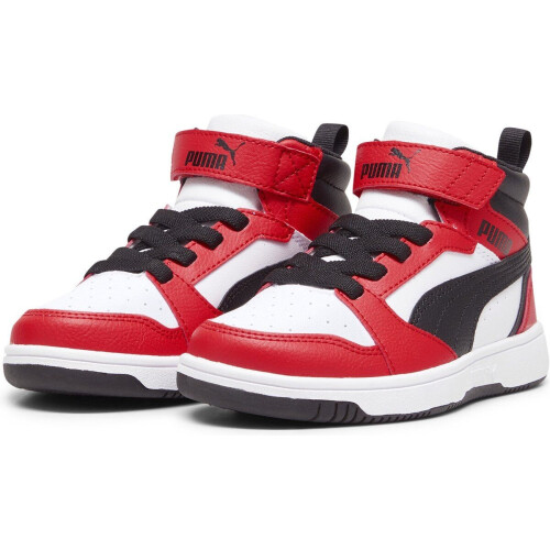 PUMA Rebound V6 Mid AC+ PS - Hoge sneakers - SoftFOAM+ demping - PUMA White-PUMA Black-For All Time Red