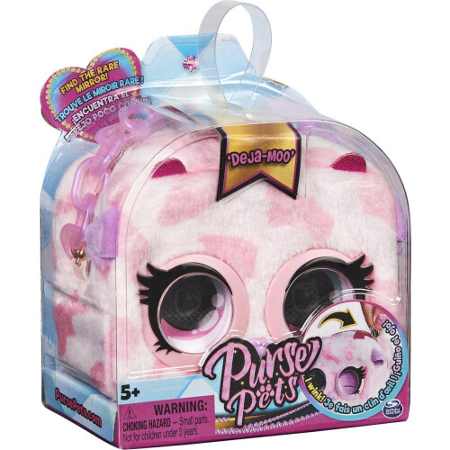 Purse Pets - Micro Tas - Knuffel Koe met knipperende ogen