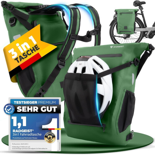 RADGEIST 3in1 - Fietstas rugzak schoudertas 18-22L - Waterdicht reflecterend